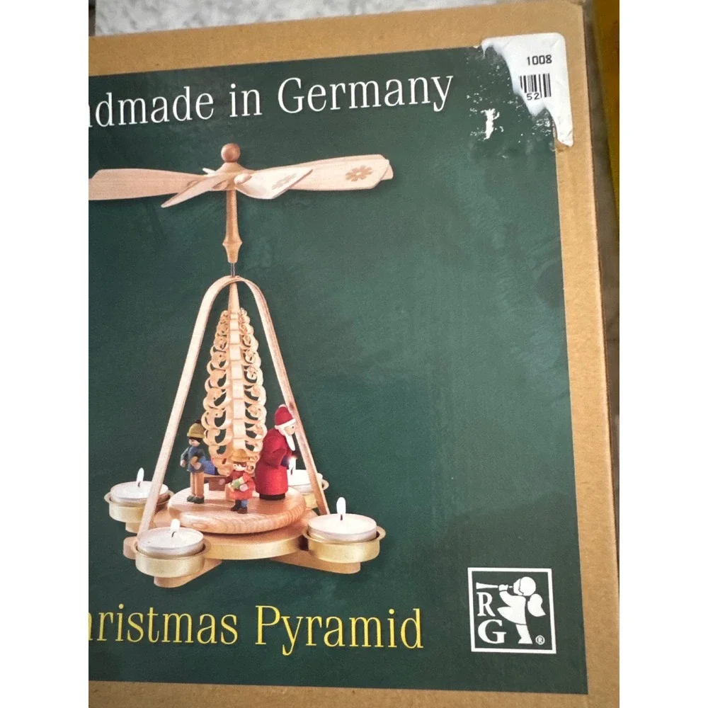 Richard Glaesser German Christmas Pyramid Wooden Carousel Santa Span Tree NEW